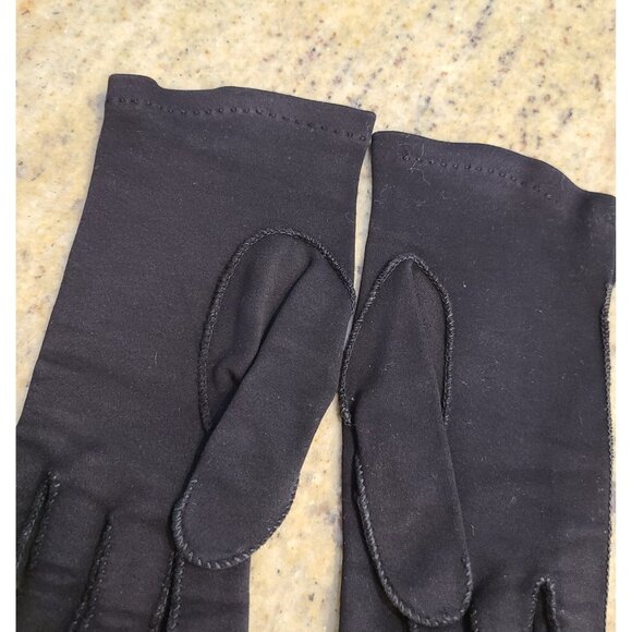 Vintage Womens Size XS-S 6 Black Cotton Formal 8" Short Gloves Button Accent - Picture 10 of 15